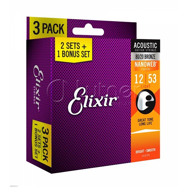 Elixir 16539 NANOWEB    , 3 , Light,  80/20, 12-53