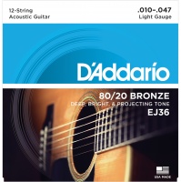 D'Addario EJ36 -   12- ,  80/20, Light 10-47