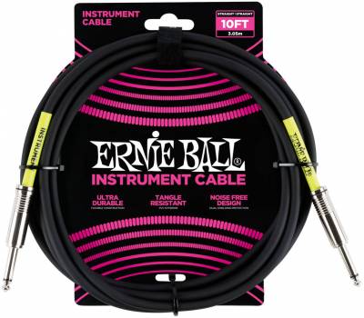 ERNIE BALL 6048 - êàáåëü èíñòðóìåíòàëüíûé ñ ïðÿìûìè äæåêàìè, 3 ìåòðà ÷åðíûé