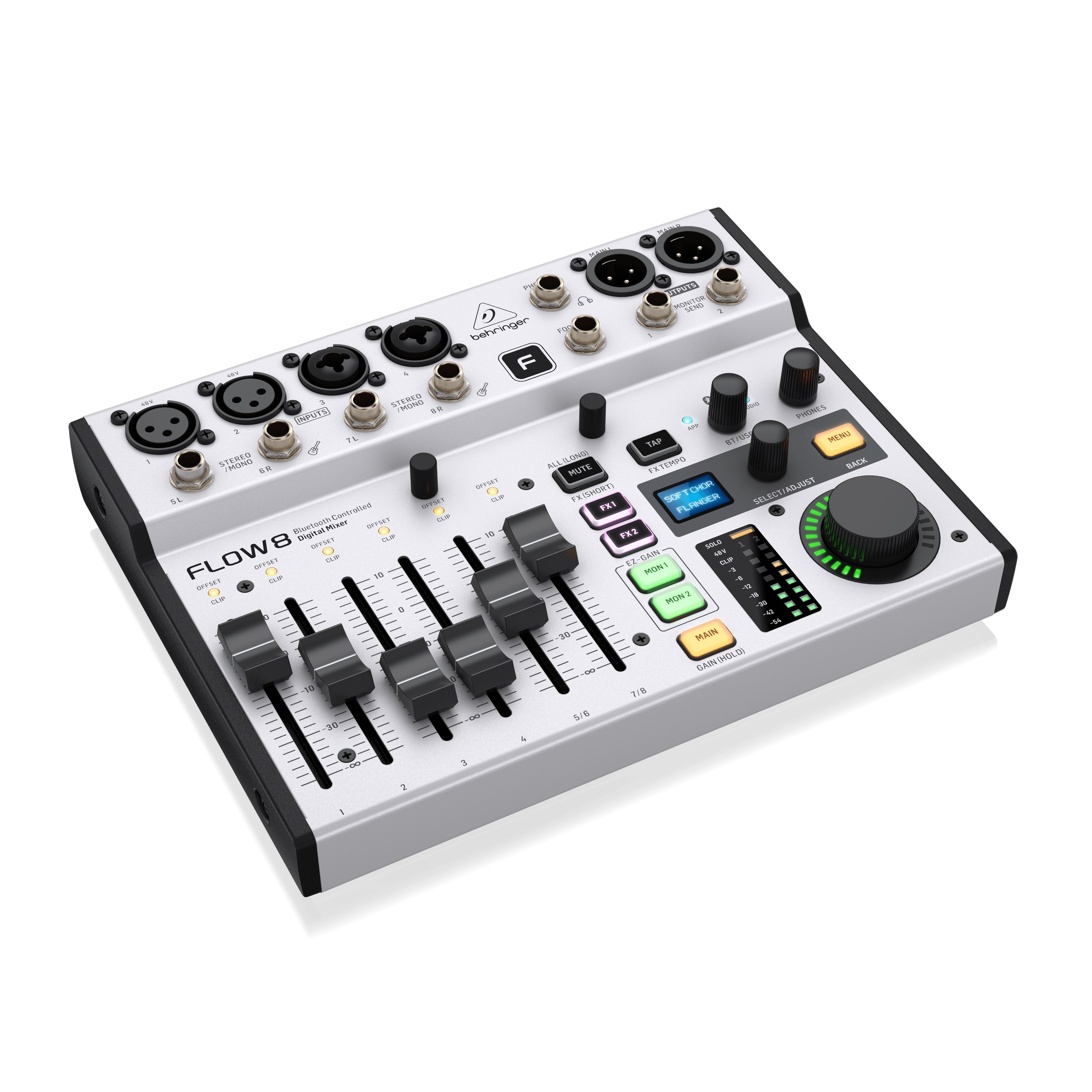 BEHRINGER FLOW 8 - öèôðîâîé ìèêøåðíûé ïóëüò, 4 TRS âõîäà, 2 XLR âõîäà, 2 XLR/TRS âõîäà, USB ïîðò