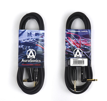 AuraSonics J63J63R-3 ãèòàðíûé êàáåëü Jack TS 6.3ìì - óãëîâîé Jack TS 6.3ìì 3ì, 24AWG, 0.22ìì?,÷åðíûé