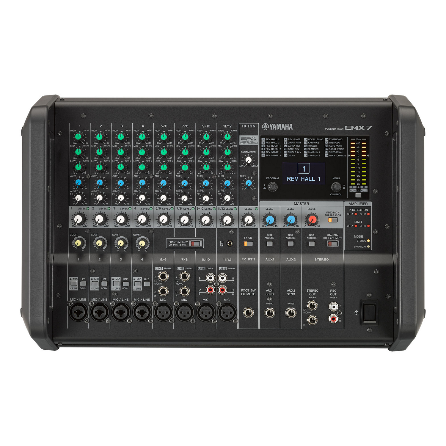 Yamaha EMX7 - ìèêøåð ñ óñèëèòåëåì, 2 õ 710Âò/ 4Îì, 2 x 500 Âò/ 8 Îì, 12 êàíàëîâ, DSP.