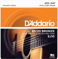 D'Addario EJ10 - струны для акустической гитары бронза 80/20, Extra Light 10-47