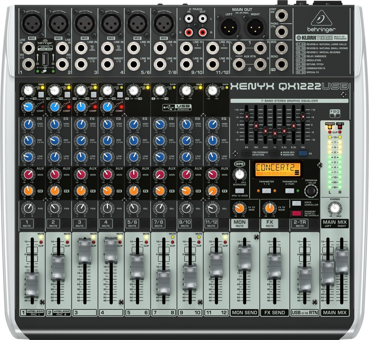 Behringer QX1222USB - , 16 , USB/ ,    , 7 EQ, Multi FX
