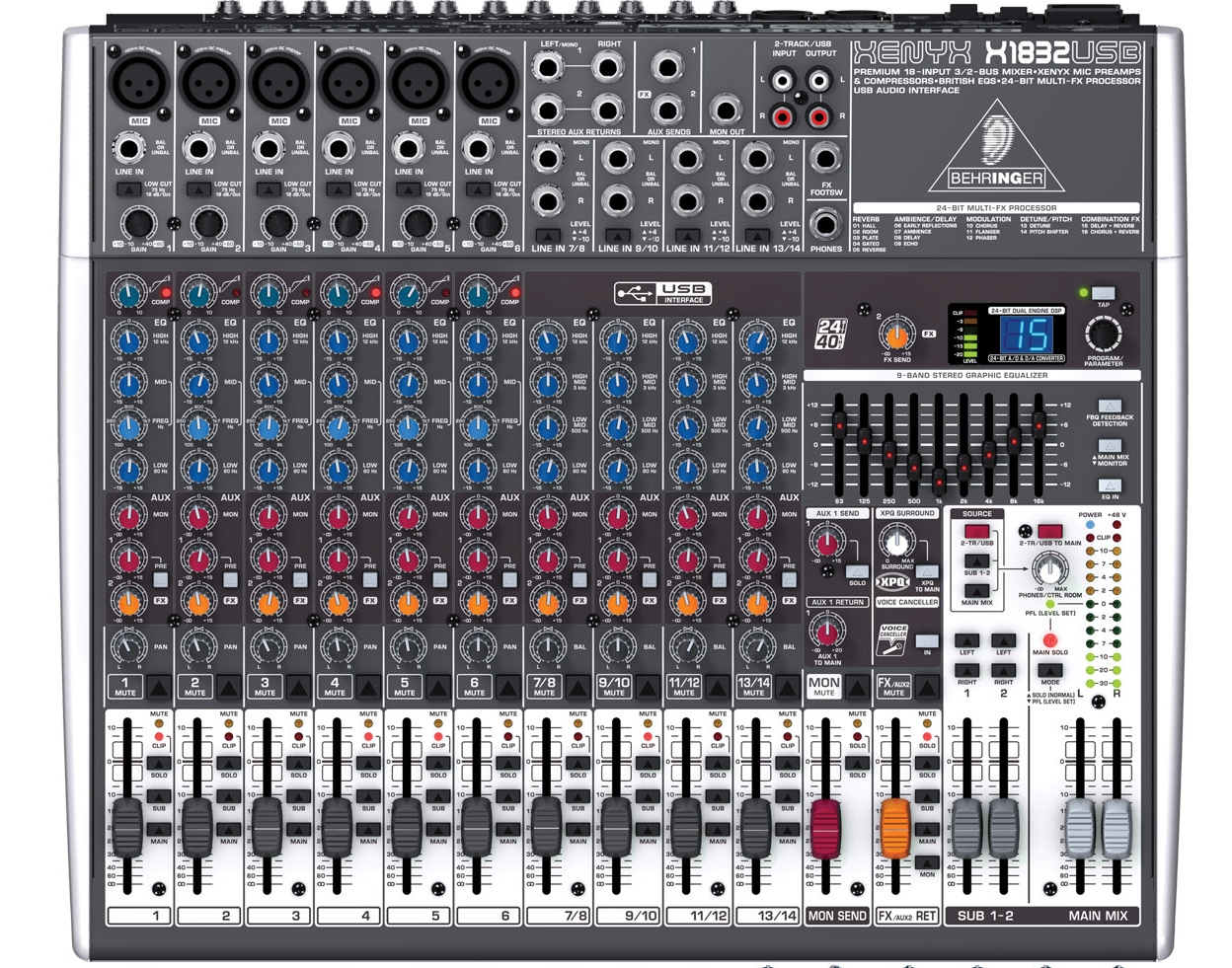 Behringer X1832USB -,6 ,4 ,3 AUX-, , 3D ,,USB