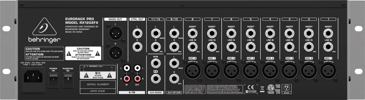 Behringer RX1202FX - , 3U, 8 , 2 , 2 AUX-